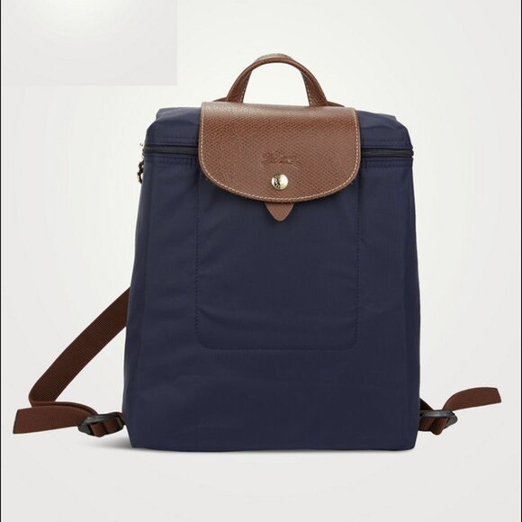 NEW LONGCHAMP LE PLIAGE ORIGINAL BACKPACK LEATHER CANVAS BLACK - Picture 1 of 7